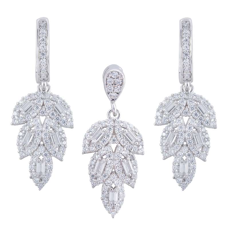 نیم ست نقره زنانه مدل یاپراک AMT-N219