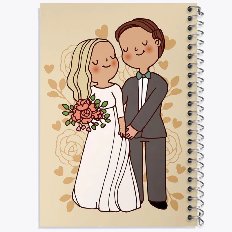 دفتر ژورنال نویسی 50 برگ خندالو مدل نقطه ای طرح عروس و داماد کد 29622