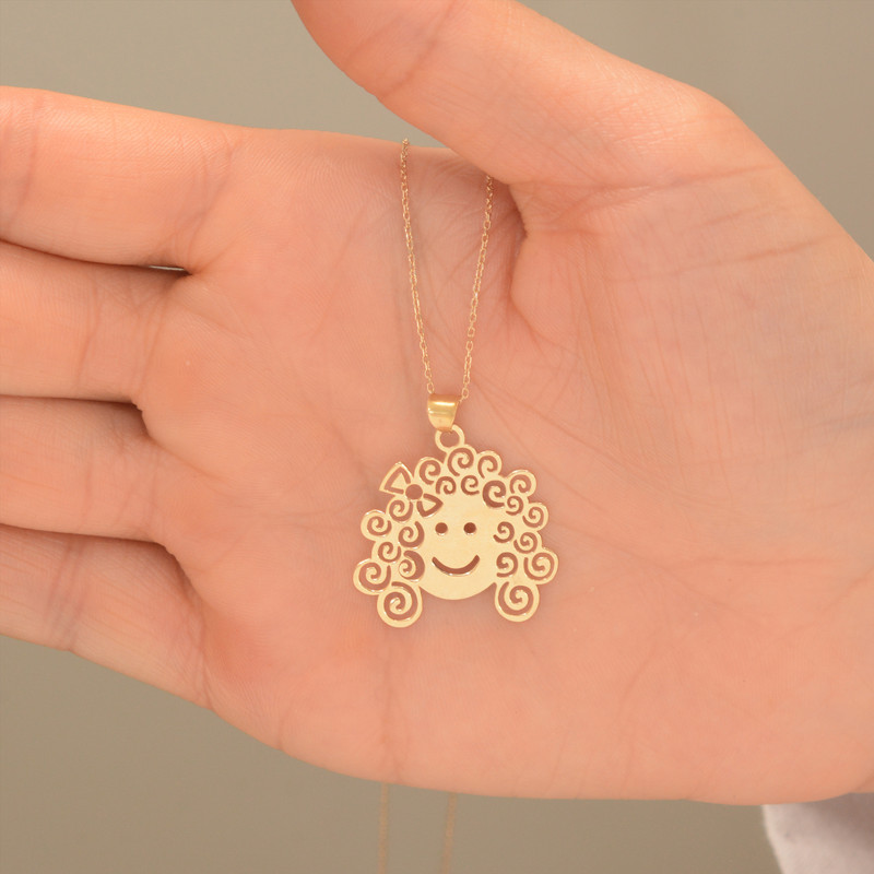 آویز گردنبند طلا 18 عیار زنانه طلای مستجابی مدل مو فرفری کد 59