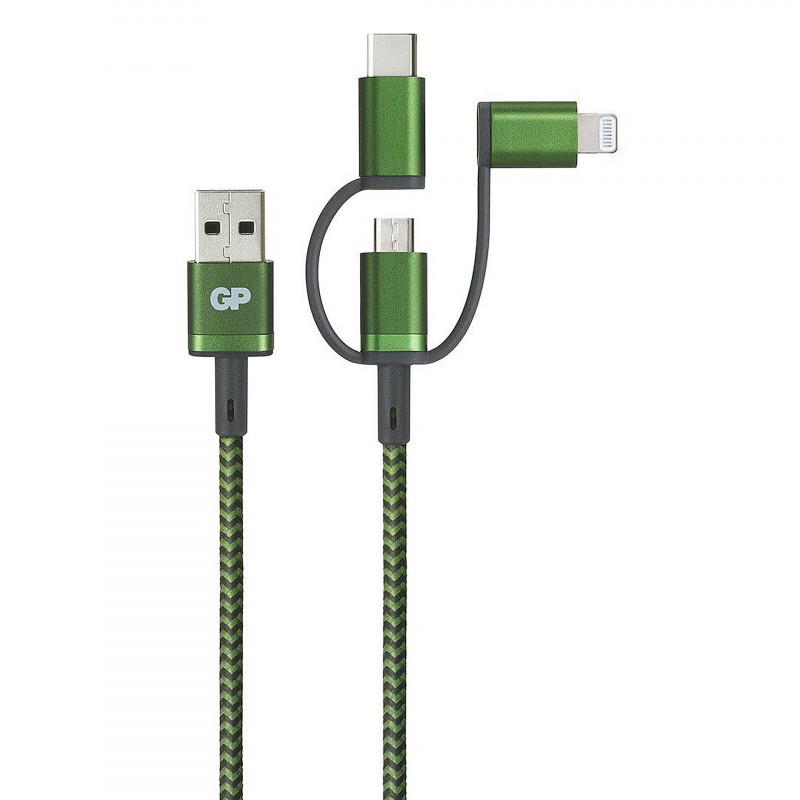 کابل تبدیل USB به MicroUSB / لایتنینگ/ USB-C  جی پی مدل CY1A طول 1 متر