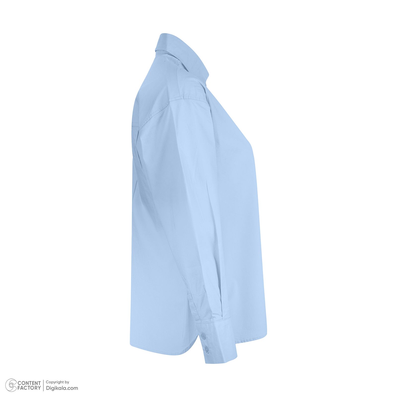 شومیز آستین بلند زنانه ژیار مدل اورسایز رنگ آبی -  - 2