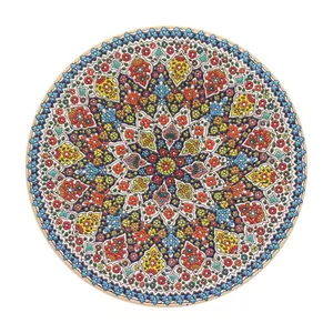 بشقاب سفالی میناکاری آبی عمیق کد 72 قطر 35 سانتی متر