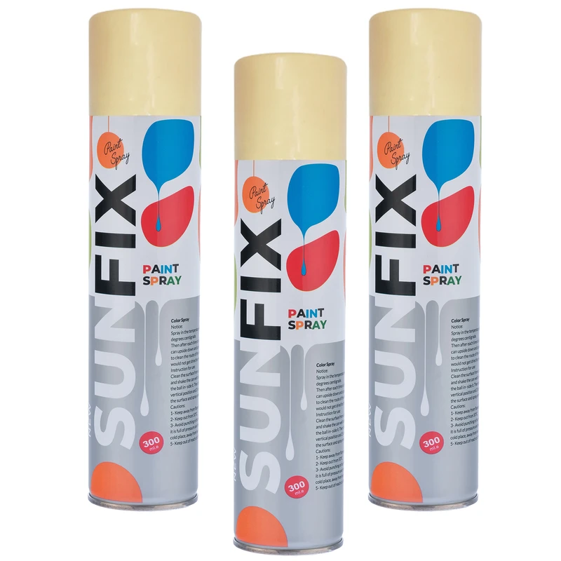 اسپری رنگ کرم براق سانفیکس کد Shine-C-300 حجم 300 میلی لیتر مجموعه 3 عددی