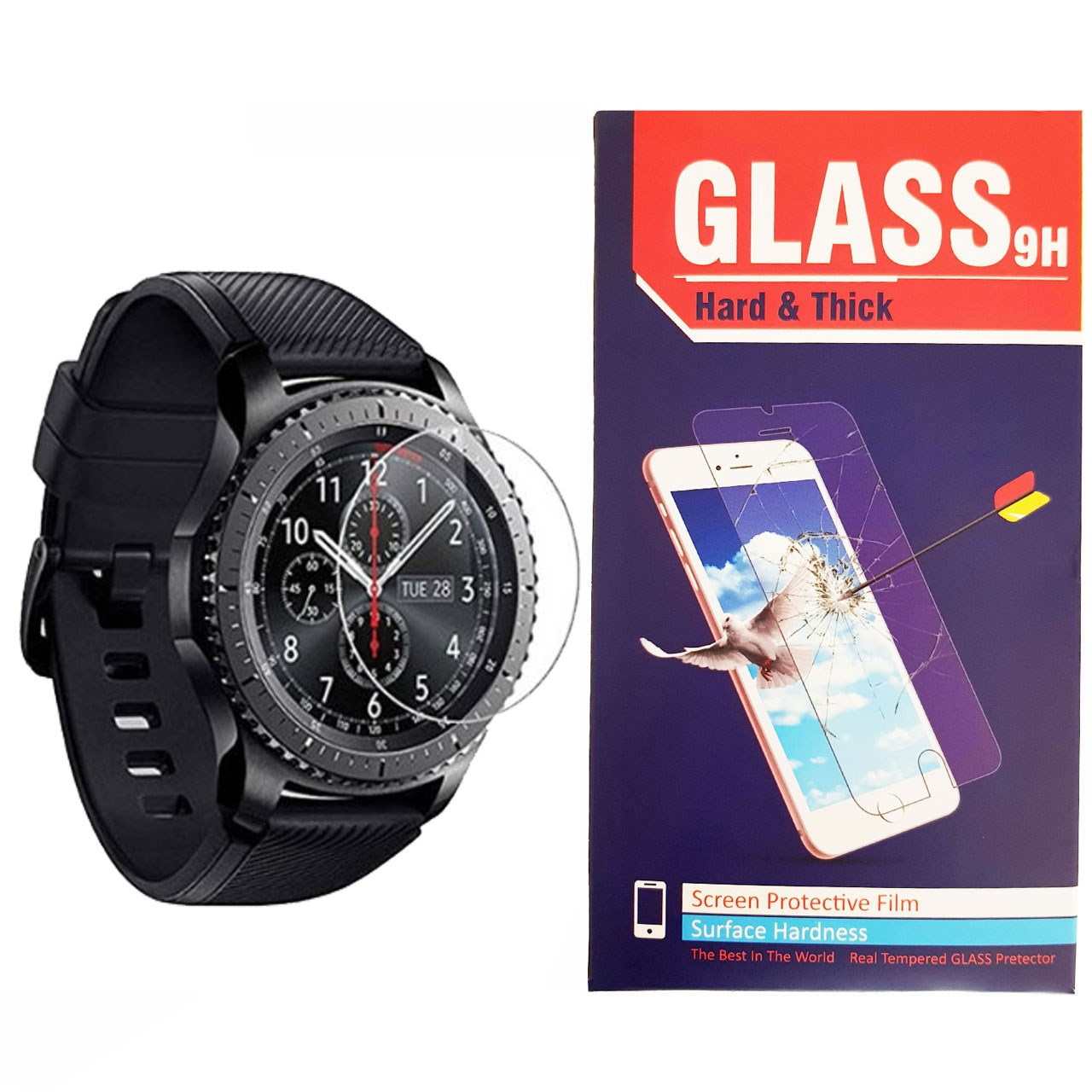 محافظ صفحه نمایش شیشه ای hard and thick مدل clear مناسب برای ساعت های هوشمند سامسونگ مدل Gear S3