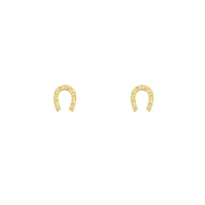 گوشواره طلا 18 عیار زنانه طلا و جواهر درریس مدل  نعل شیاردار 