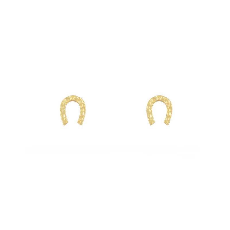 گوشواره طلا 18 عیار زنانه طلا و جواهر درریس مدل نعل شیاردار 