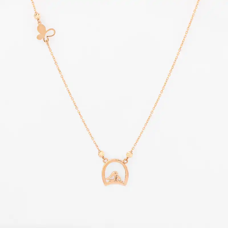 گردنبند طلا 18 عیار زنانه مدل پرنده و پروانه