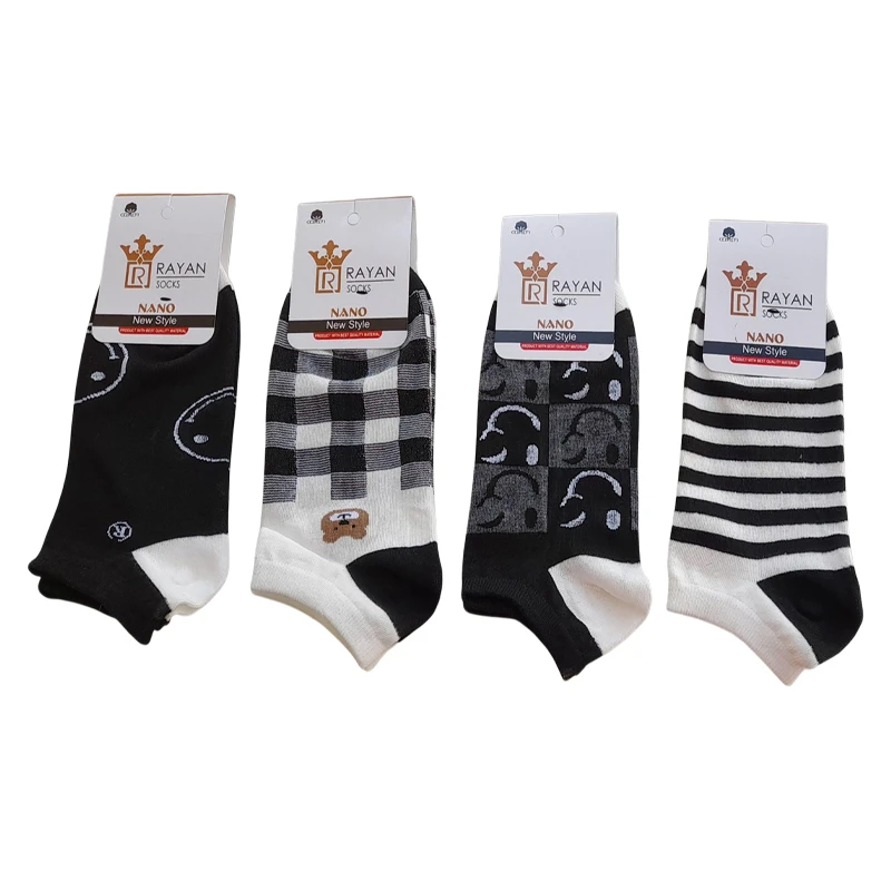 جوراب ساق کوتاه زنانه مدل cz1 بسته 4 عددی