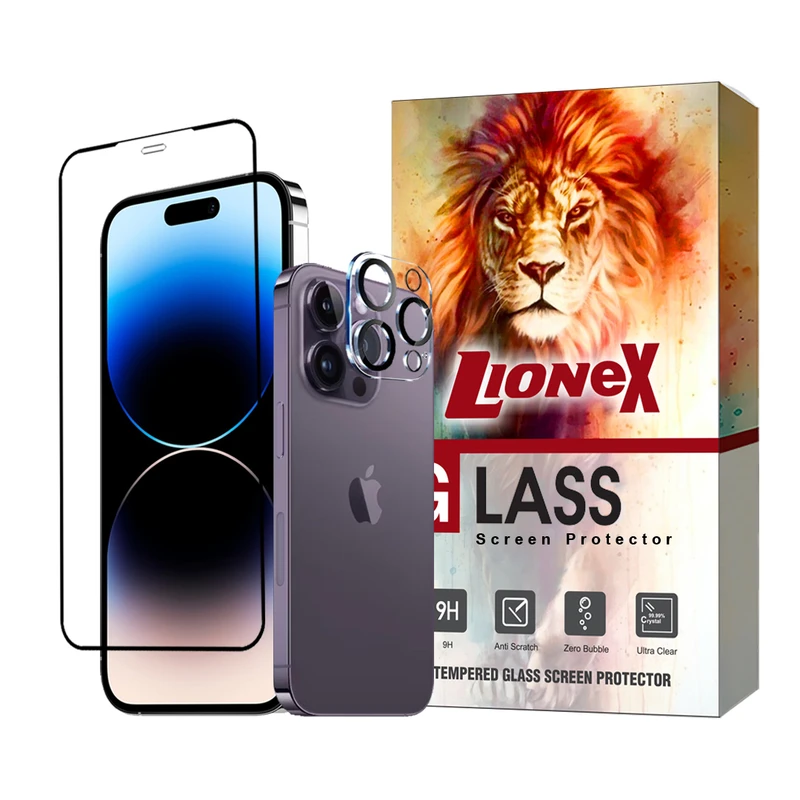 محافظ صفحه نمایش لایونکس مدل MFUL3DLI مناسب برای گوشی موبایل اپل  iPhone 12 Pro Max به همراه محافظ لنز دوربین