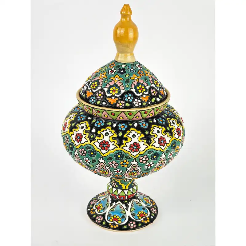 شکلات خوری مینا کاری مدل گل و مرغ کد M22