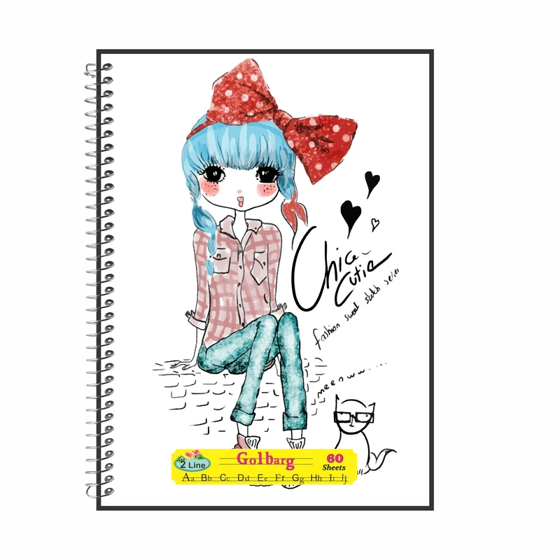 دفتر زبان 60 برگ گلبرگ طرح دخترانه کد 60667