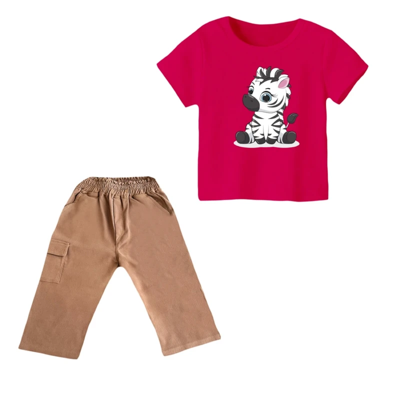 ست تی شرت و شلوارک پسرانه مدل گورخر کد ۴