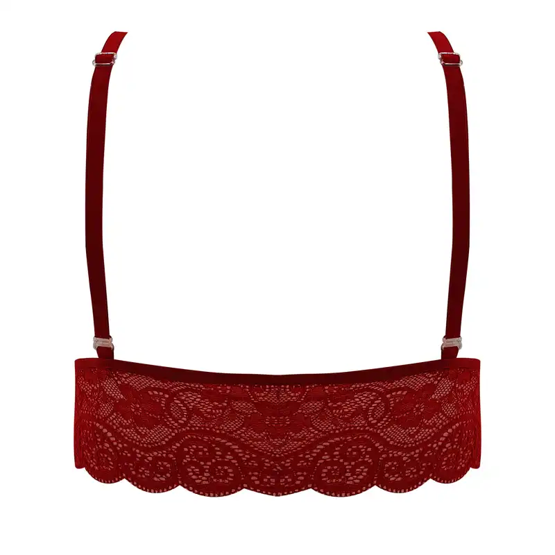 ست شورت و نیم تنه زنانه مدل گیپور رنگ زرشکی