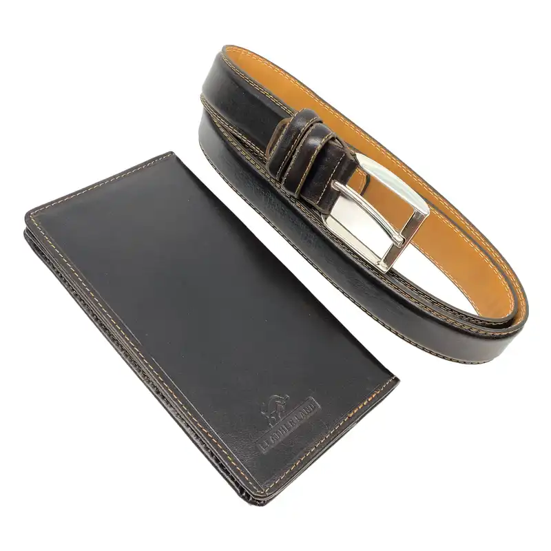 ست هدیه مردانه سرزمین چرم مدل 131015 رنگ قهوه ای