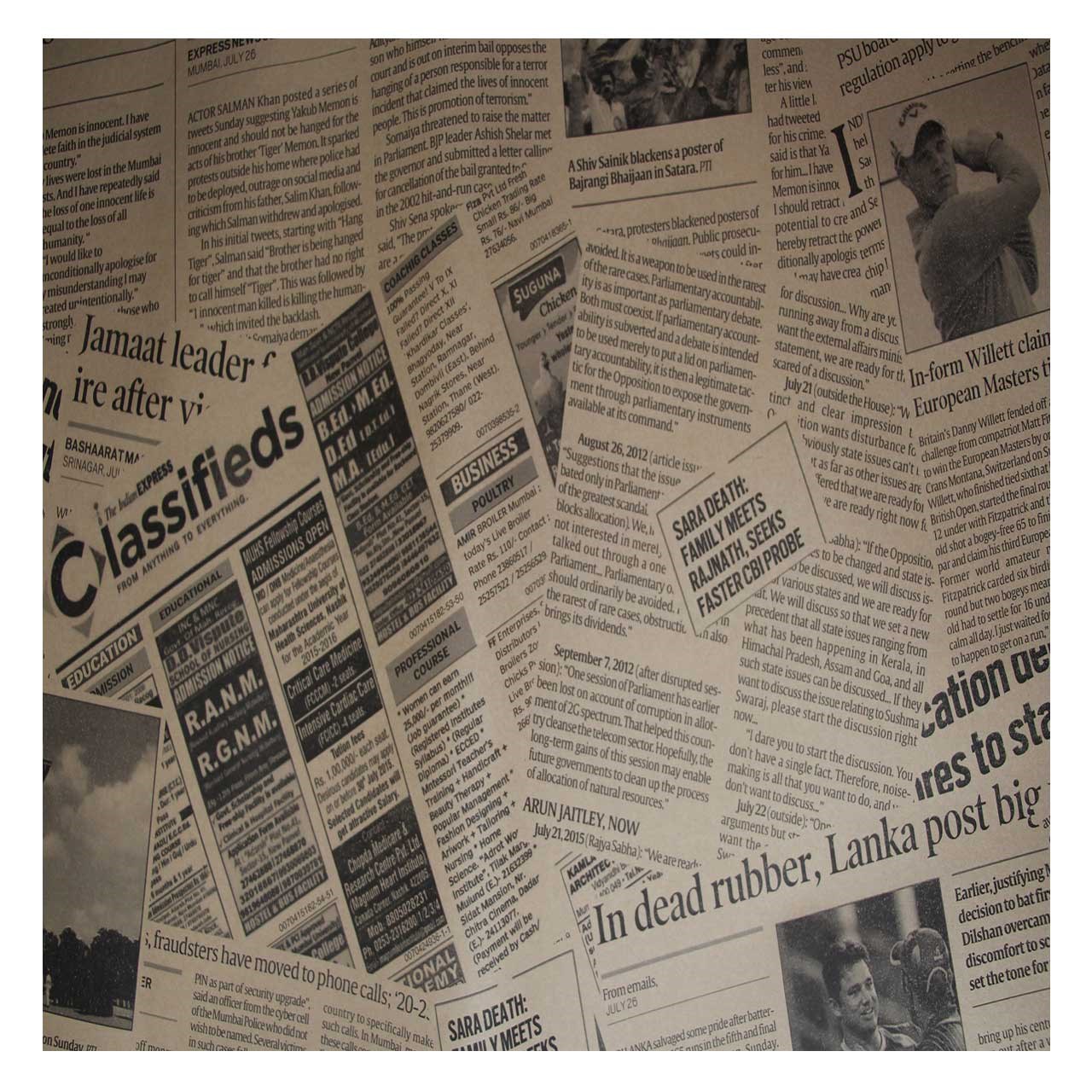 کاغذ کادو کرافت طرح روزنامه بسته 4 عددی