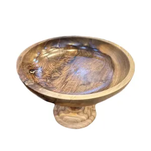 میوه خوری چوب گردو مدل گرد