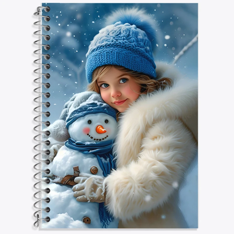 دفتر زبان 50 برگ خندالو مدل سه خط طرح دختر و آدم برفی کد F7096