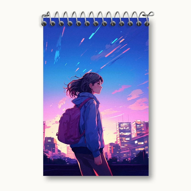 دفتر یادداشت 50 برگ خندالو مدل دختر انیمه ای کد F2715