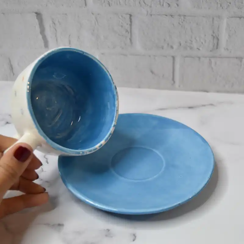 ست فنجان نعلبکی سرامیکی مدل گلی