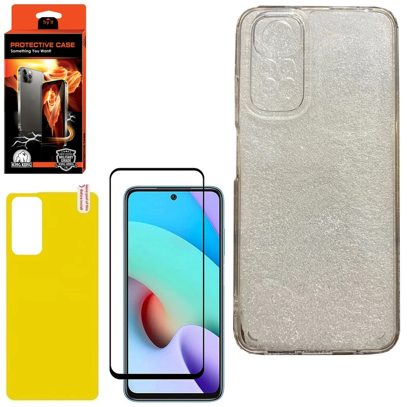 کاور کینگ کونگ مدل PCAAA مناسب برای گوشی موبایل شیائومی Redmi Note 11 4G به همراه محافظ صفحه نمایش و محافظ پشت گوشی