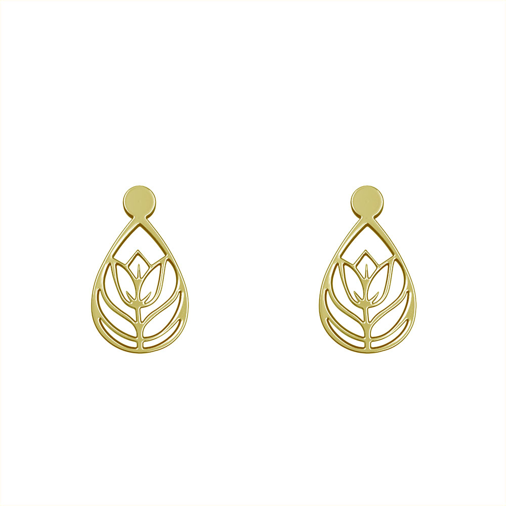 گوشواره طلا 18 عیار زنانه مدوپد مدل گل کد GA1-10479