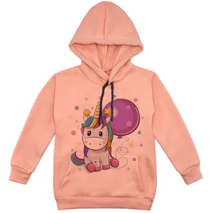 هودی دخترانه مدل تکشاخ بادکنک F27 رنگ گلبهی