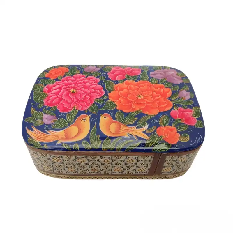 جا سکه ای خاتم کاری طرح گل و مرغ کد 02