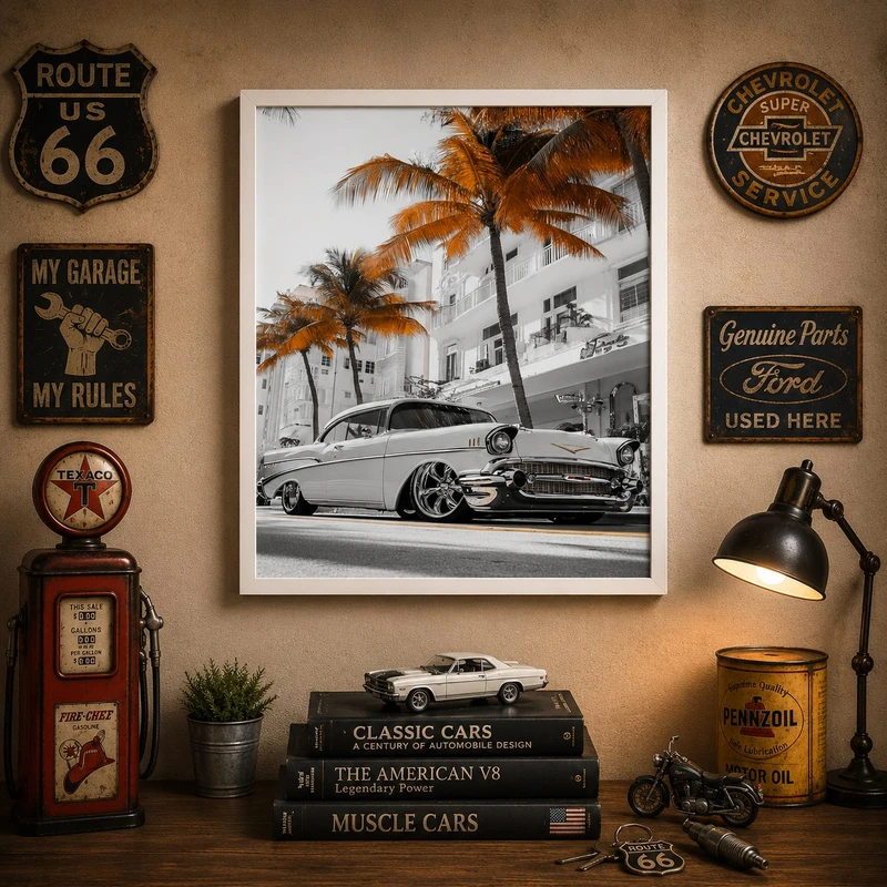 تابلو طرح Cars مدل ماشین کد OC136 فریم سفید