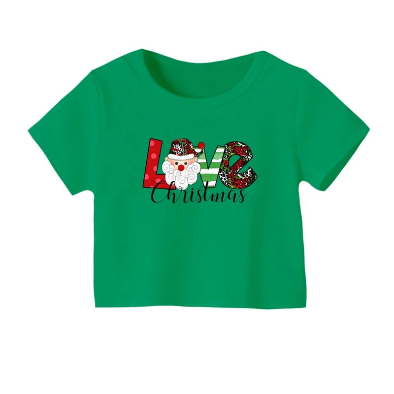 کراپ‌ تی‌شرت آستین کوتاه زنانه مدل نوشته کریسمس کد 6