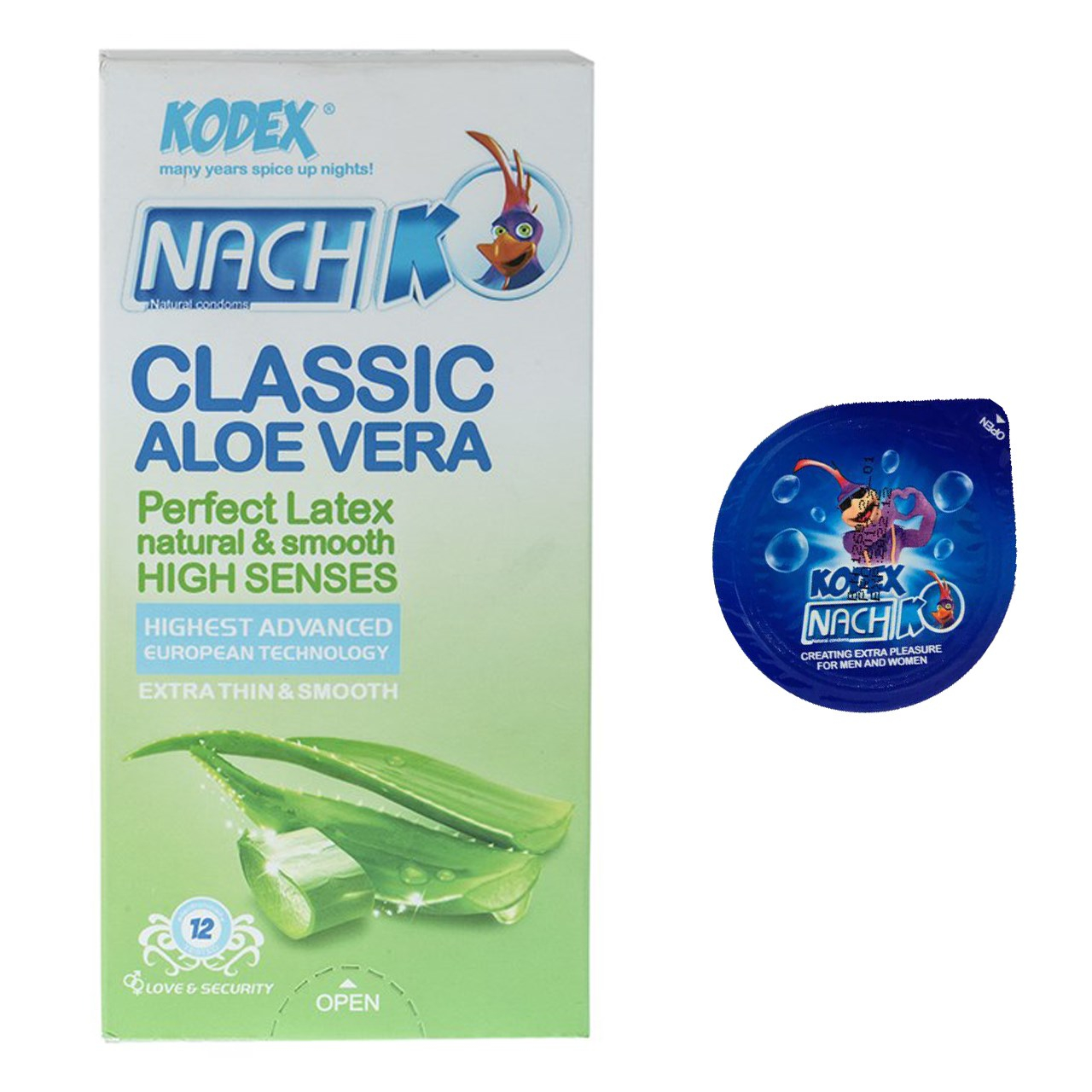 کاندوم تاخیری مدل بلیسر کدکس به همراه یک بسته کدکس مدل Classic Aloe Vera بسته 12 عددی