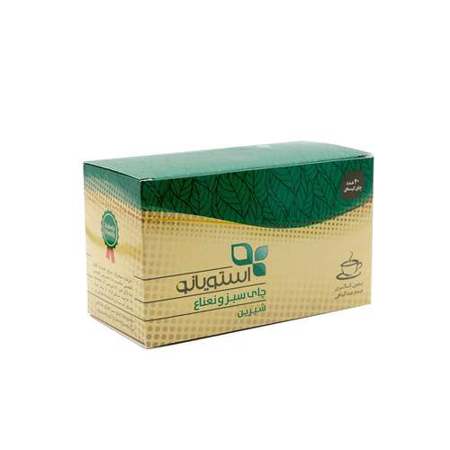 چای سبز کیسه ای استویانو مدل نعناع بسته 20 عددی