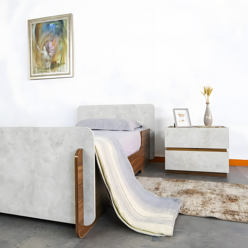 تخت خواب یک نفره پک شو چوب مدل Barana سایز 90x210 سانتی متر