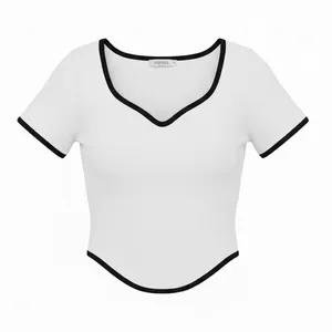 کراپ‌تاپ زنانه مدل یقه دلبری نوار دوزی Luxurious