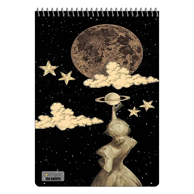 دفتر شطرنجی 100 برگ کارنیکا طرح ماه Moon کد 90947