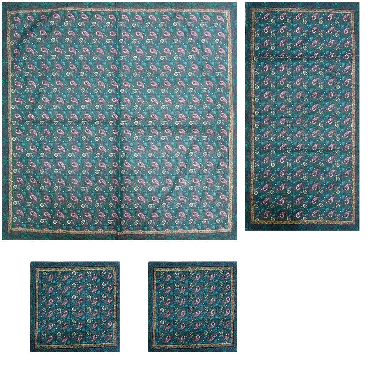 ست 4 تکه رومیزی ترمه ابریشمی کد 1021