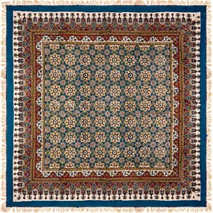 سفره قلمکار مدل سنتی فیروزه ای کد 8080-1