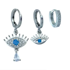 گوشواره زنانه وای اس ایکس مدل چشم کد E4159 مجموعه 3 عددی