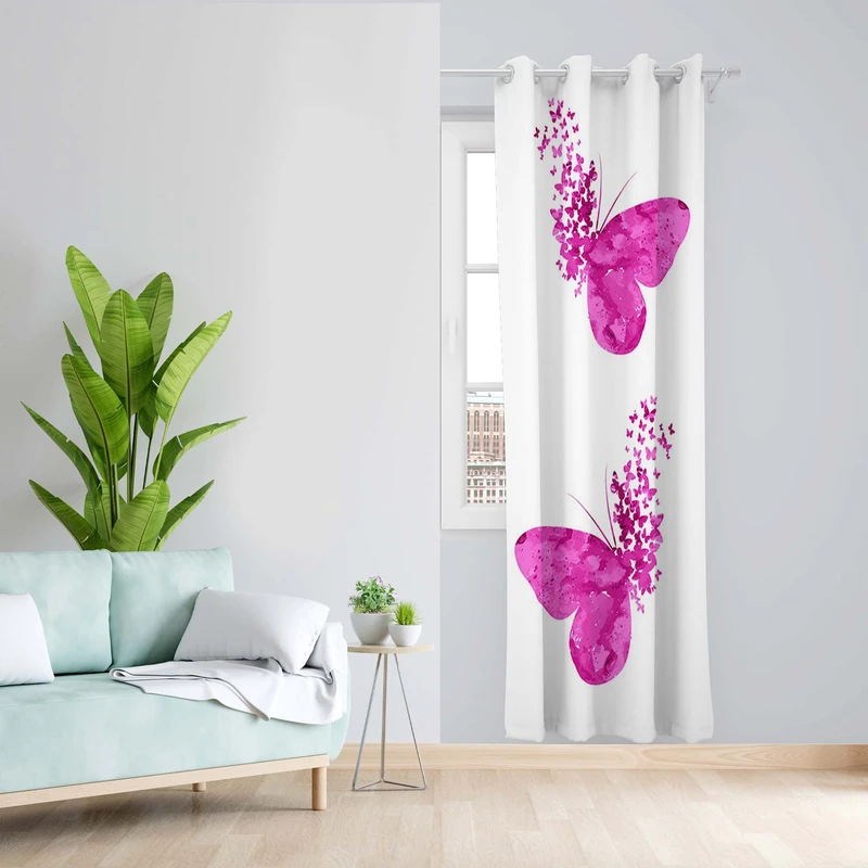 پرده طرح پروانه مدل مخمل پانچی کد 1676 z سایز 140x200 سانتی متر