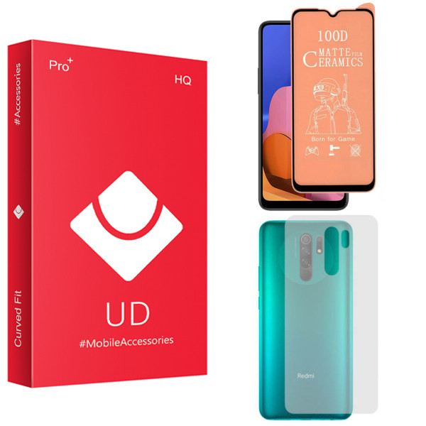 محافظ صفحه نمایش سرامیکی مات یو دی مدل HQ مناسب برای گوشی موبایل شیائومی Redmi 9 به همراه محافظ پشت گوشی