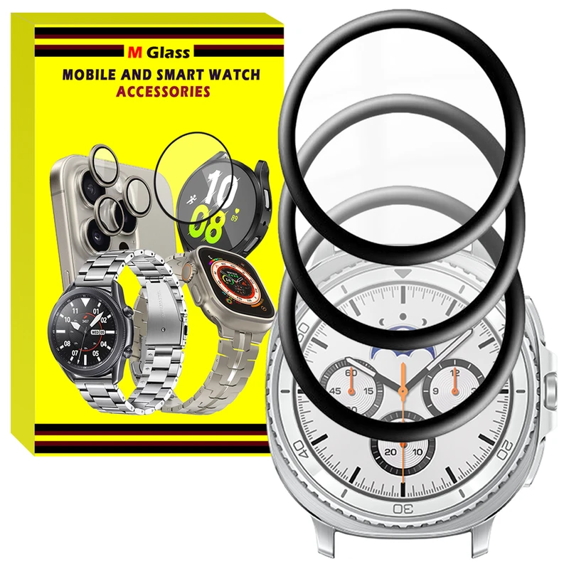 محافظ صفحه نمایش نانو ام‌گلس مدل GLS_Pmma مناسب برای ساعت هوشمند سامسونگ Galaxy Watch 8 Classic 46mm بسته سه عددی