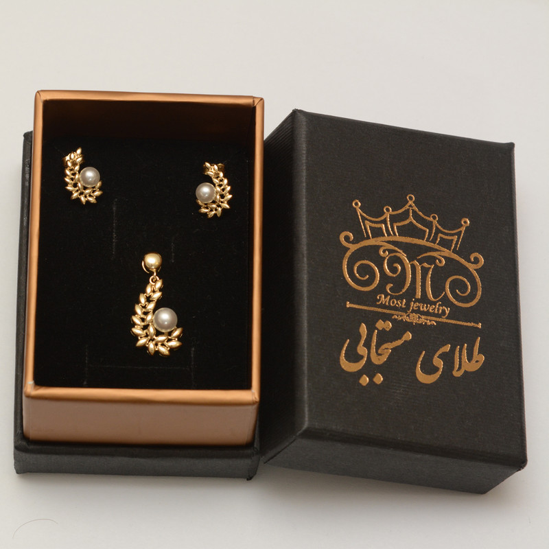 نیم ست طلا 18 عیار زنانه طلای مستجابی مدل زیتون 670135