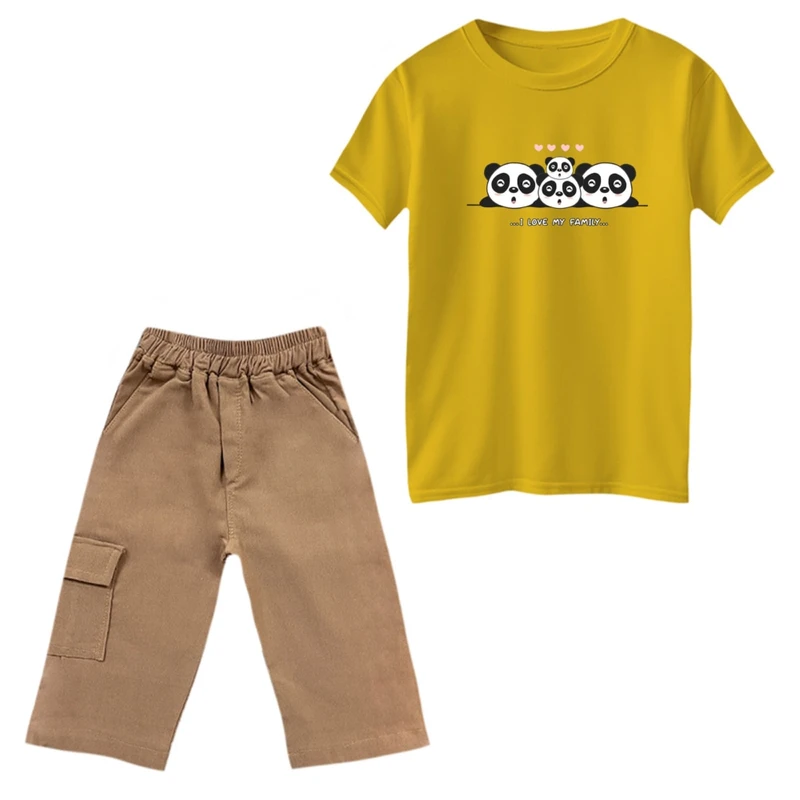 ست تی‌شرت و شلوارک پسرانه مدل خانواده پاندا