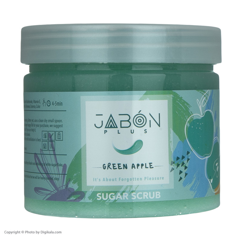 اسکراب شکری لایه بردار پوست ژبن پلاس مدل Green Apple وزن 450 گرم