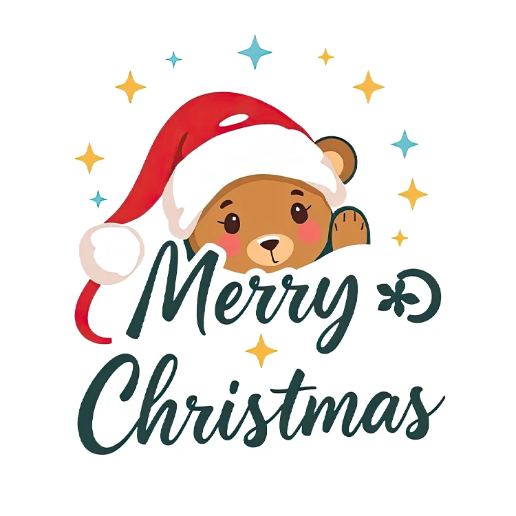 استیکر پارچه و لباس پاد آفرین مدل کریسمس طرح خرس تدی کد S3086