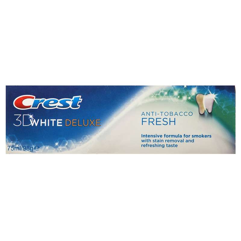خمیر دندان کرست سری 3D White مدل Anti-Tobacco Fresh حجم 75 میلی لیتر خمیر دندان کرست سری 3D White مدل Anti-Tobacco Fresh حجم 75 میلی لیتر