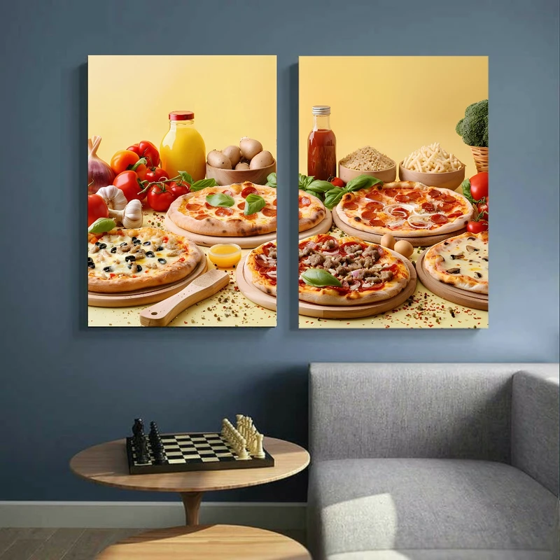  تابلو بوم طرح مخمل مدل پیتزای پپرونی و سبزیجات کد GR1065 مجموعه دو عددی