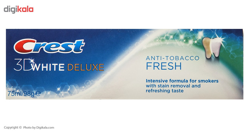 خمیر دندان کرست سری 3D White مدل Anti-Tobacco Fresh حجم 75 میلی لیتر خمیر دندان کرست سری 3D White مدل Anti-Tobacco Fresh حجم 75 میلی لیتر