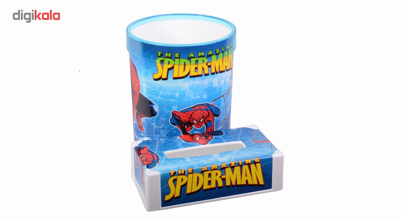 ست سطل و جعبه دستمال لیمون مدل spider man