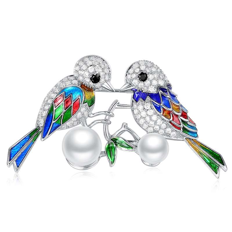 گل سینه گالری شمرون طرح مرغ عشق کد BRC058S0