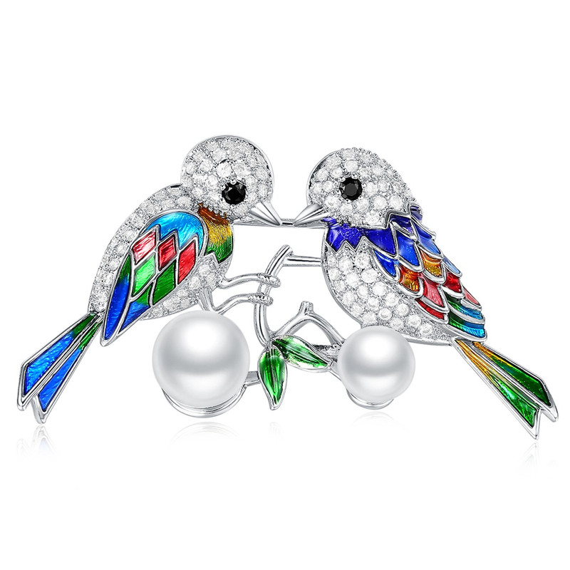 گل سینه گالری شمرون طرح مرغ عشق کد BRC058S0